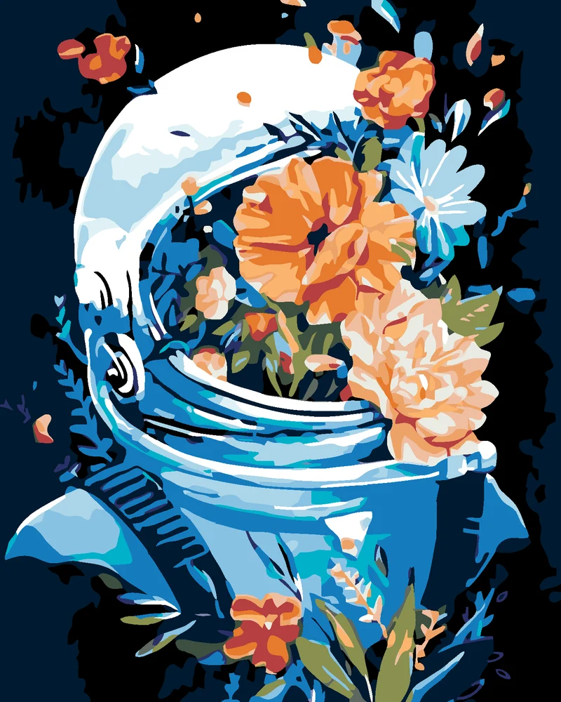 Diamond painting - ASTRONAUT VOLLER BLUMEN