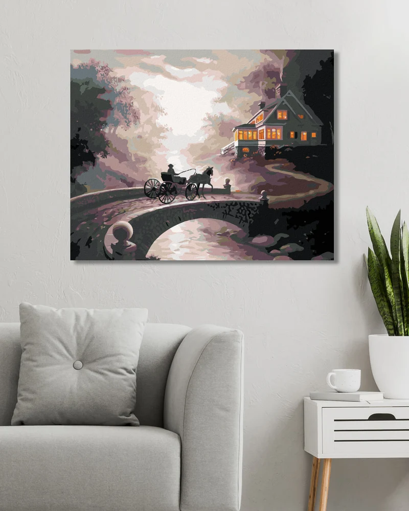 Diamond painting - PFERDEKUTSCHE AM HAUS (D. RUSTY RUST)