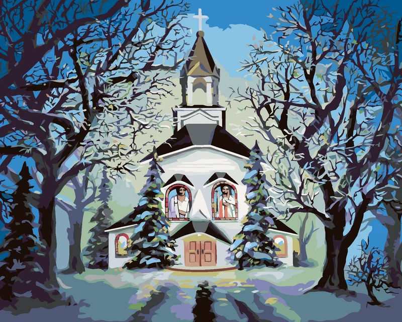 Diamond painting - KIRCHE IM WINTER (D. RUSTY RUST)