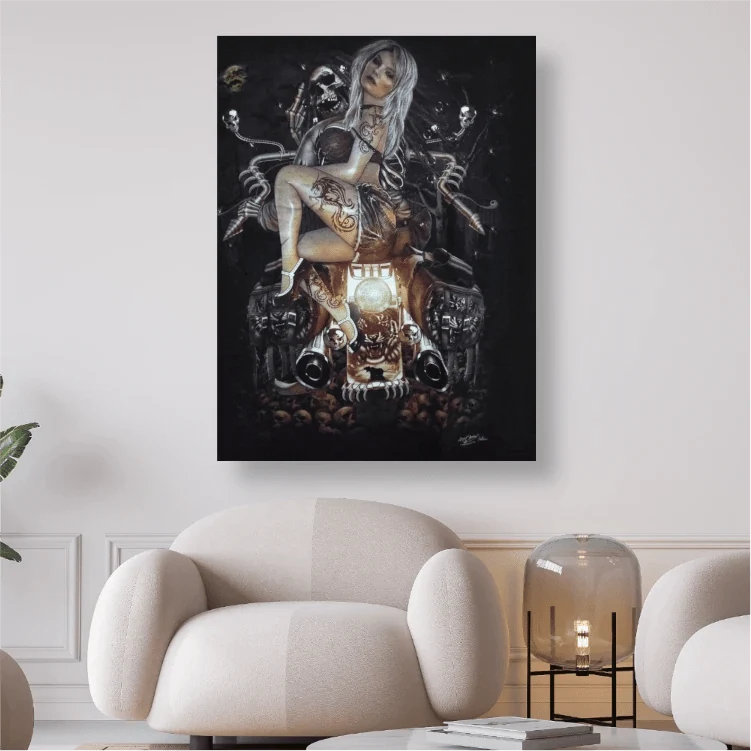 Geist mit tätowierter Lady auf Bike - 5D DIY Diamond Painting