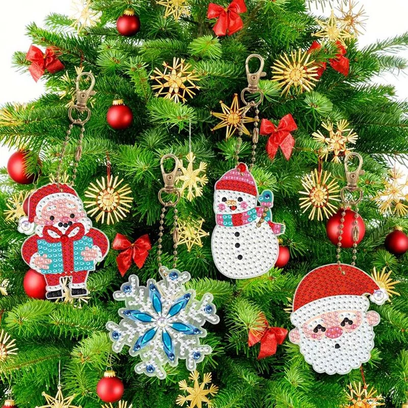 5D Diamond Painting Schlüsselanhänger Set 3 Weihnachten 8 Stück