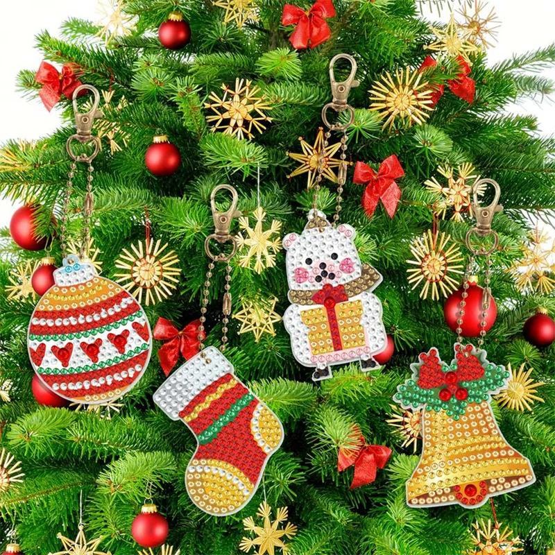 5D Diamond Painting Schlüsselanhänger Set 3 Weihnachten 8 Stück