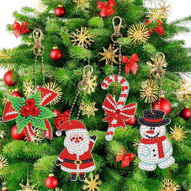 5D Diamond Painting Schlüsselanhänger Set 1 Weihnachten 8 Stück