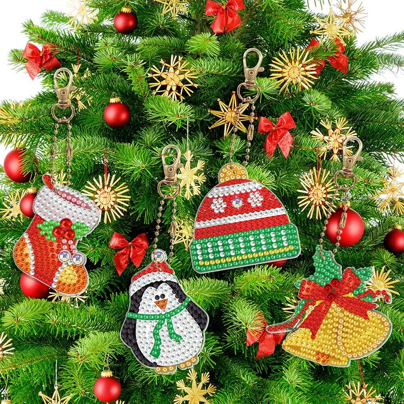 5D Diamond Painting Schlüsselanhänger Set 1 Weihnachten 8 Stück
