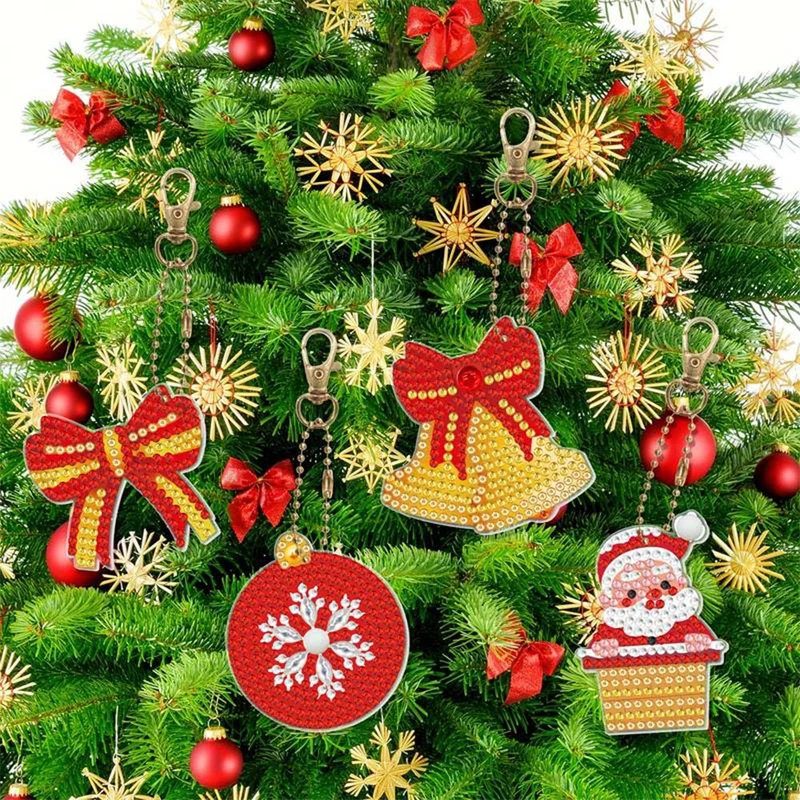 5D Diamond Painting Schlüsselanhänger Set 2 Weihnachten 8 Stück