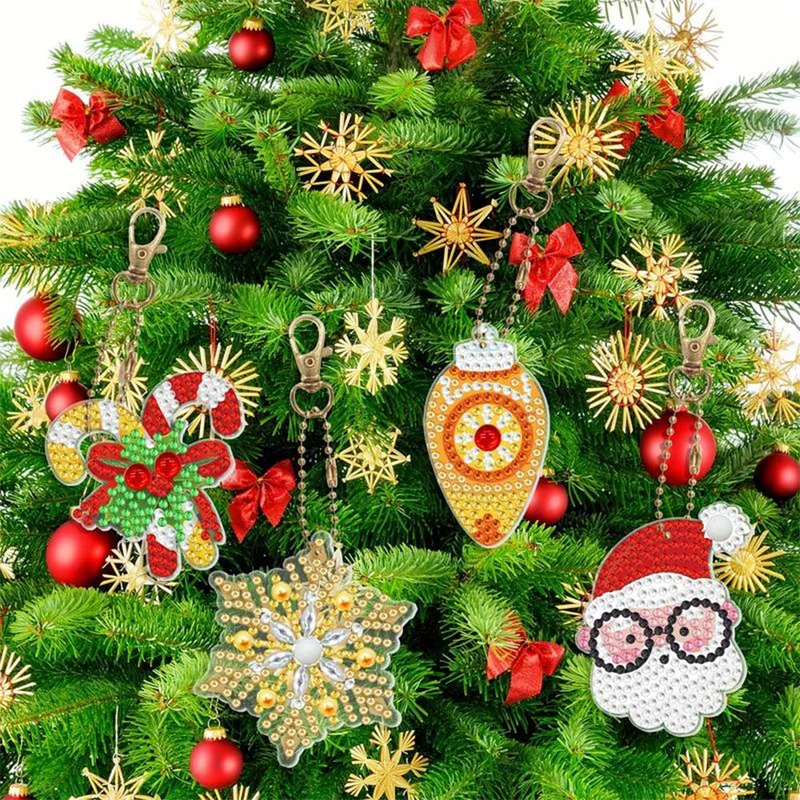 5D Diamond Painting Schlüsselanhänger Set 2 Weihnachten 8 Stück