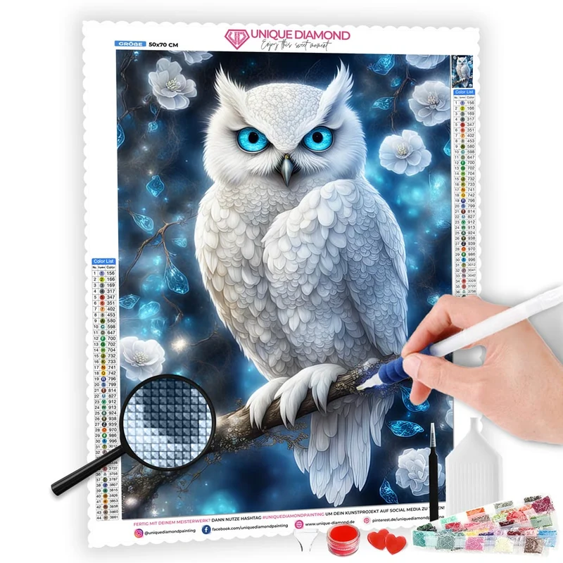 5D Diamond Painting – Weiße Eule