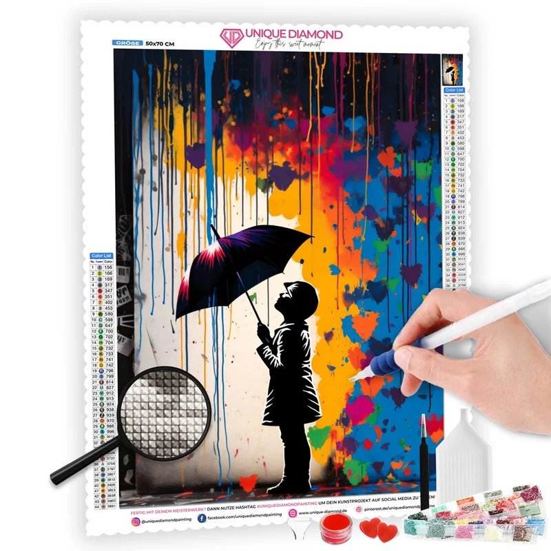 5D Diamond Painting – Mädchen mit Regenschirm