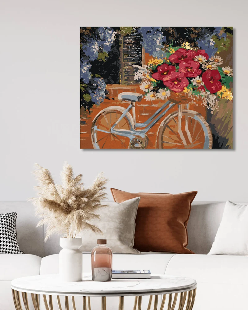 Diamond painting - FAHRRAD MIT EINEM BLUMENSTRAUSS