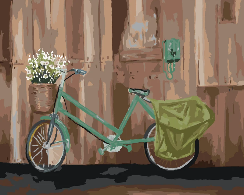 Diamond painting - FAHRRAD MIT EINEM KORB VOLLER BLUMEN