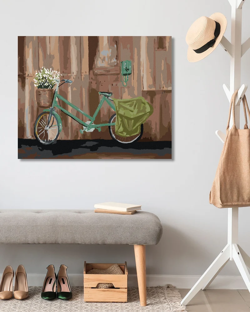 Diamond painting - FAHRRAD MIT EINEM KORB VOLLER BLUMEN