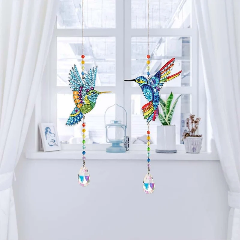 5D Diamond Painting Kristall Windspiel Kolibris 2 Stück