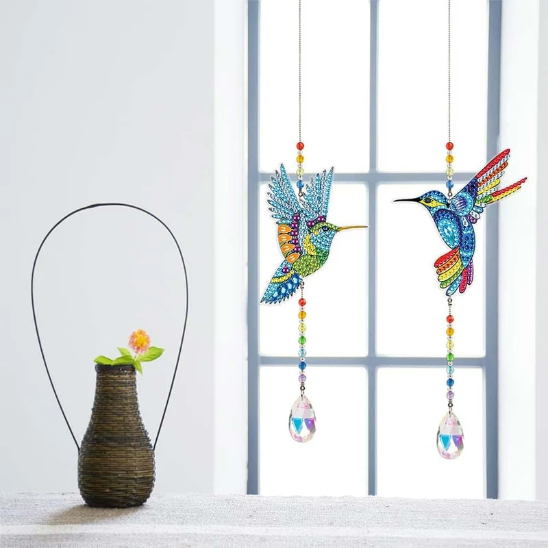 5D Diamond Painting Kristall Windspiel Kolibris 2 Stück
