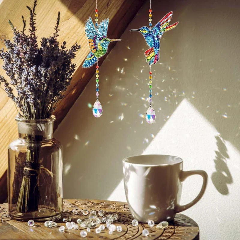 5D Diamond Painting Kristall Windspiel Kolibris 2 Stück