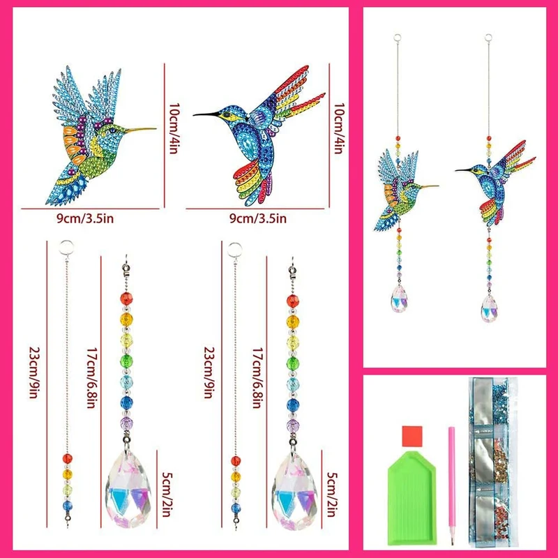 5D Diamond Painting Kristall Windspiel Kolibris 2 Stück