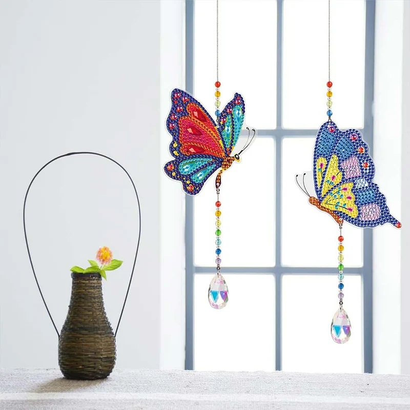 5D Diamond Painting Kristall-Windspiel – Schmetterlingszauber im Doppelpack