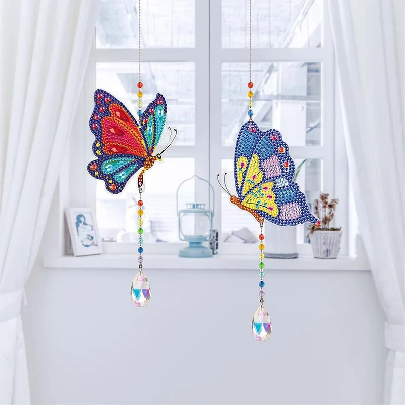 5D Diamond Painting Kristall-Windspiel – Schmetterlingszauber im Doppelpack