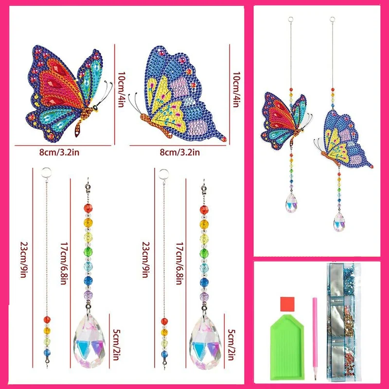 5D Diamond Painting Kristall-Windspiel – Schmetterlingszauber im Doppelpack