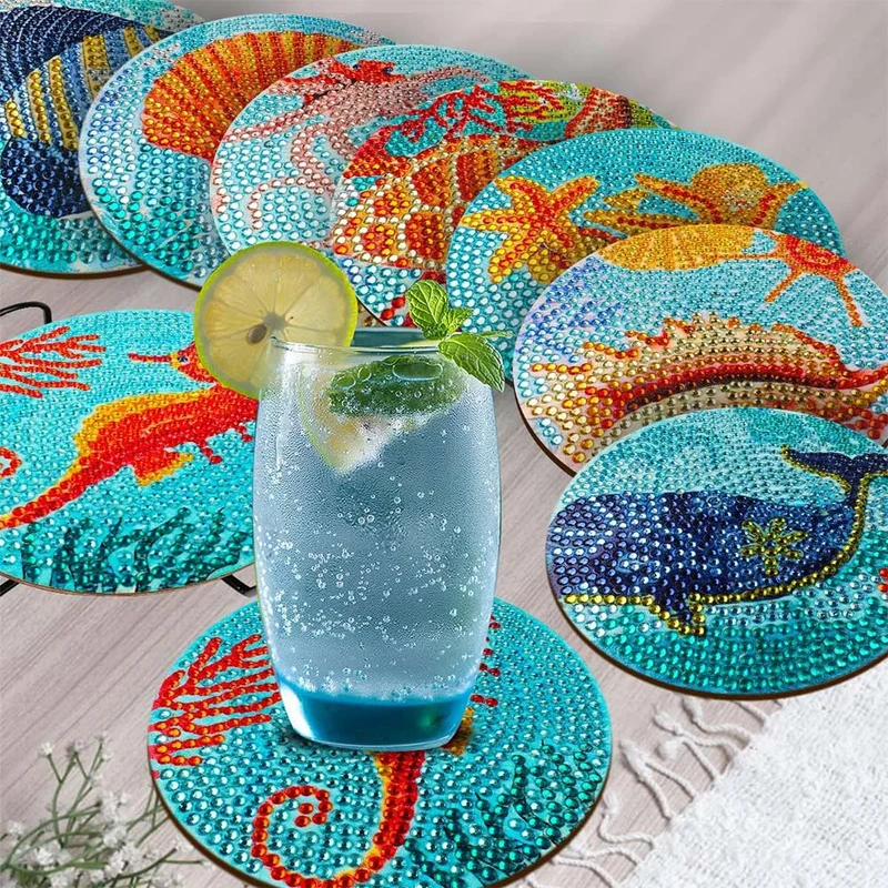 5D Diamond Painting Untersetzer Unterwasser Tiere