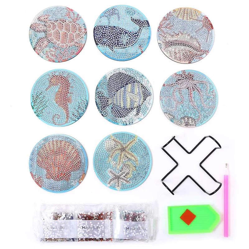 5D Diamond Painting Untersetzer Unterwasser Tiere