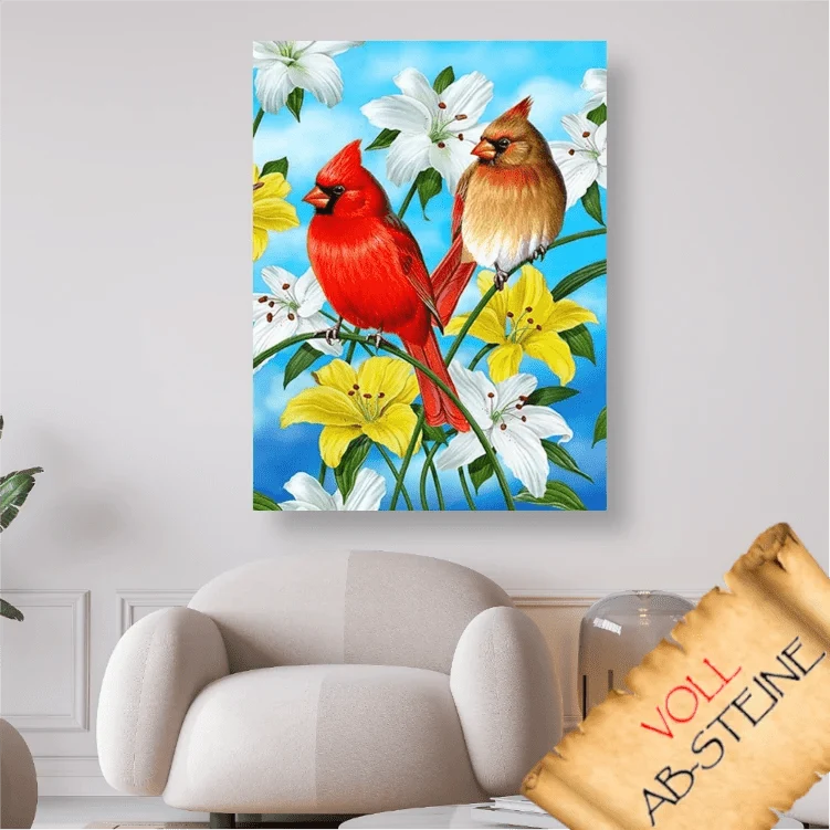 Roter Kardinal - Voll AB 5D DIY Diamond Painting