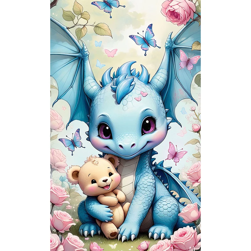 5D Diamond Painting – Steine Drache mit Bär