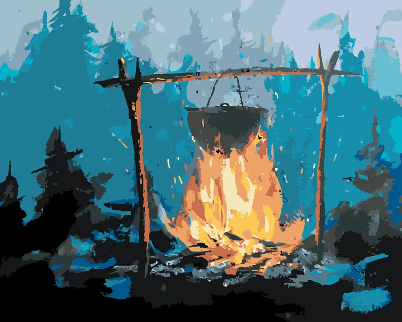 Diamond painting - ZELTEN IM WALD