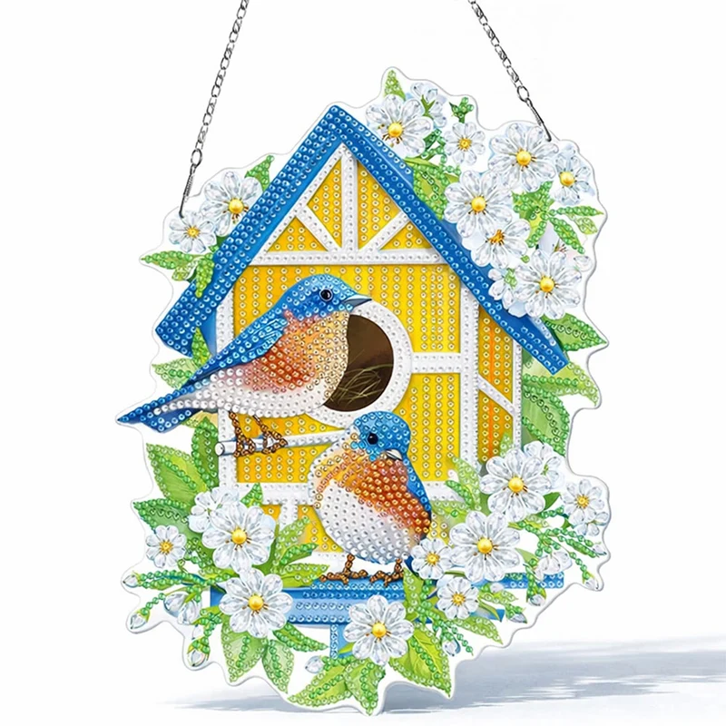5D Diamond Painting Türanhänger Doppelseitig Vogelhäuschen
