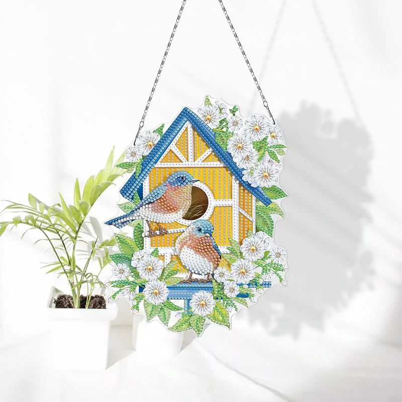 5D Diamond Painting Türanhänger Doppelseitig Vogelhäuschen