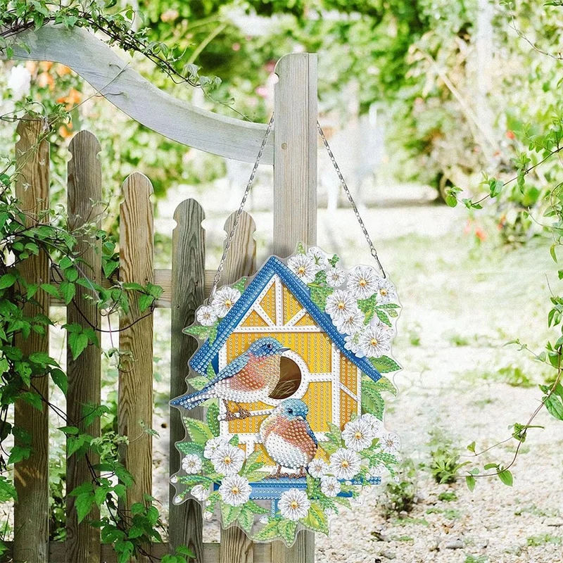 5D Diamond Painting Türanhänger Doppelseitig Vogelhäuschen