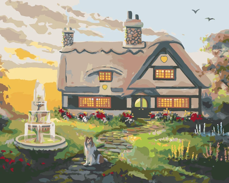 Diamond painting - COLLIE AM HAUS (D. RUSTY RUST)