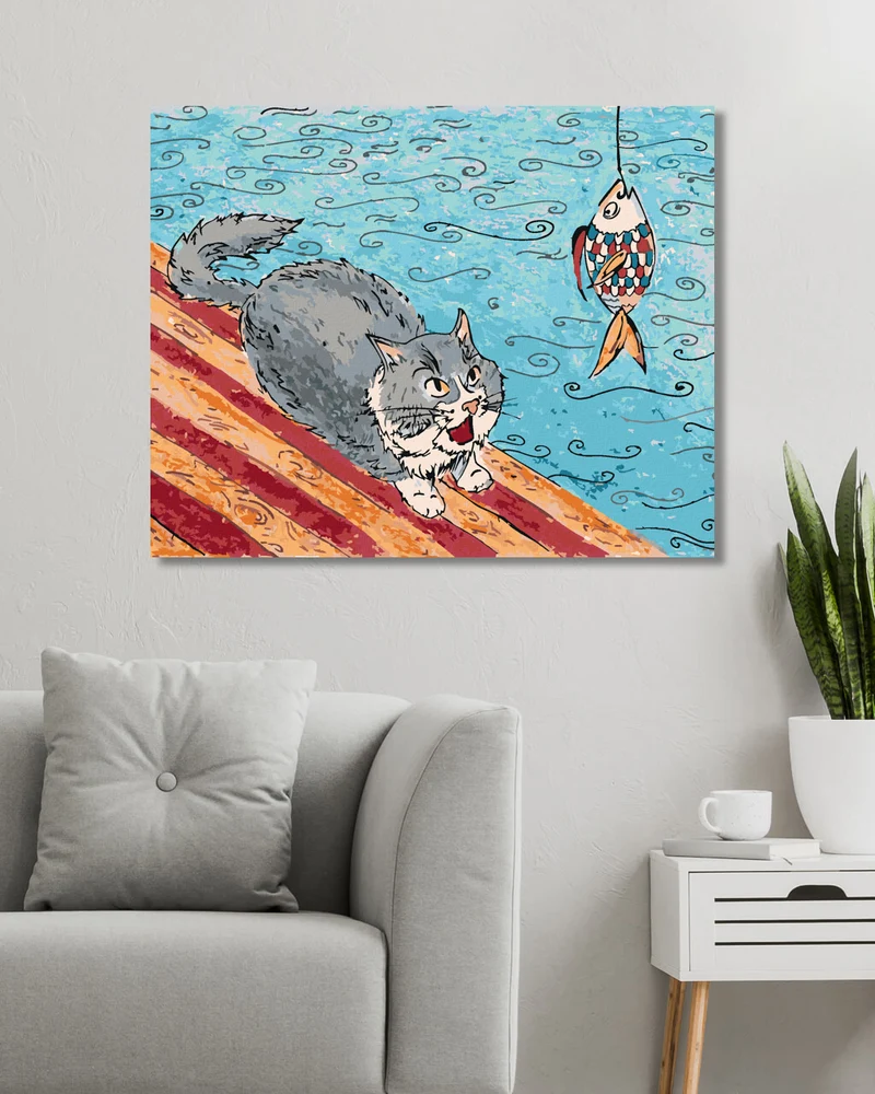 Diamond painting - EINE FISCHFANGENDE KATZE