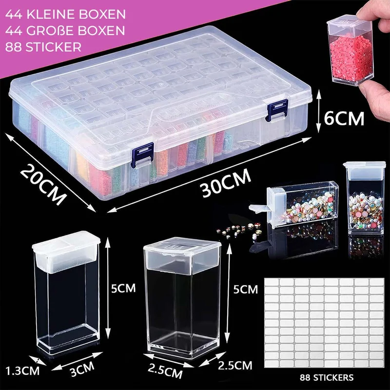 Diamond Painting XXL Aufbewahrungsbox mit 88 Fächer