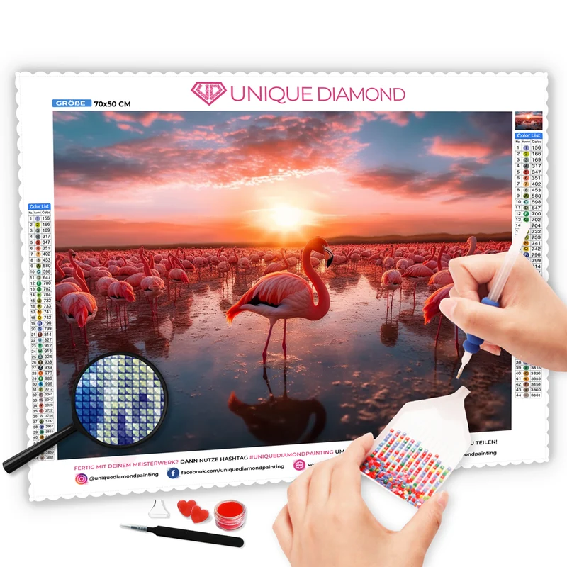 5D Diamond Painting – Flamingos am Morgen