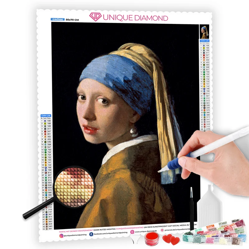 5D Diamond Painting – Jan Vermeer, Mädchen mit Perlenohrring