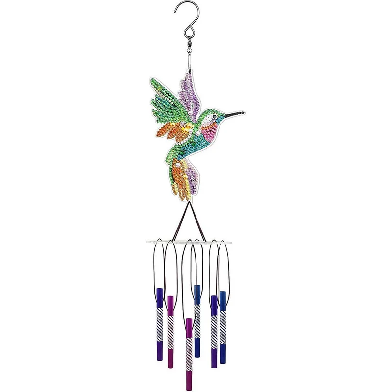 5D Diamond Painting Klang-Windspiel – Schillernder Kolibri mit Klangspiel