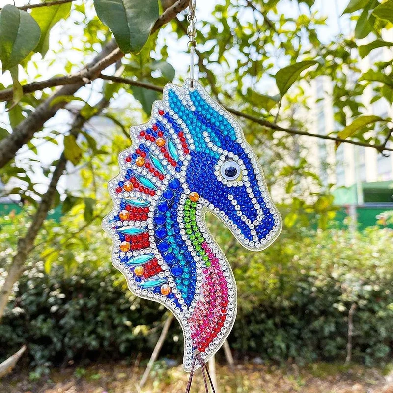 5D Diamond Painting Klang-Windspiel – Drachenkopf in Regenbogenfarben