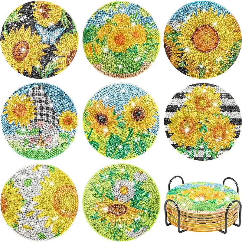 5D Diamond Painting Untersetzer Sonnenblumen