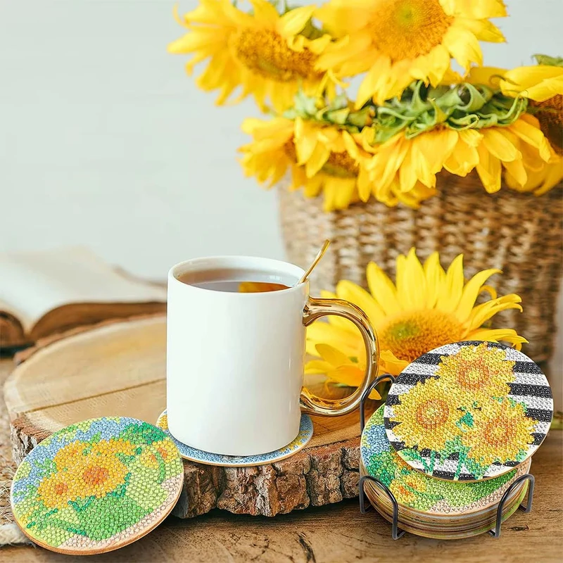 5D Diamond Painting Untersetzer Sonnenblumen