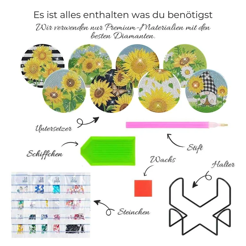 5D Diamond Painting Untersetzer Sonnenblumen