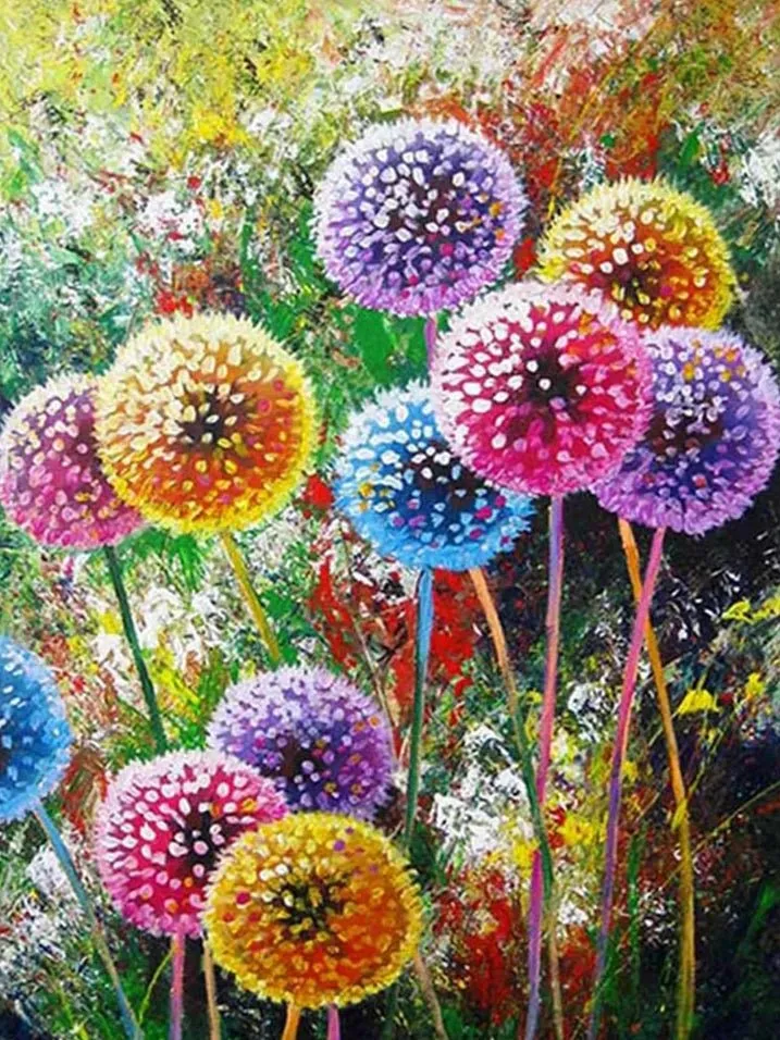 Bunte Pusteblumen Wiese - Voll AB 5D DIY Diamond Painting