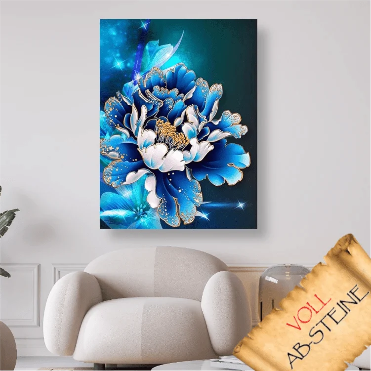 Magische blaue Blüte - Voll AB 5D DIY Diamond Painting