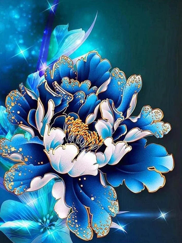 Magische blaue Blüte - Voll AB 5D DIY Diamond Painting
