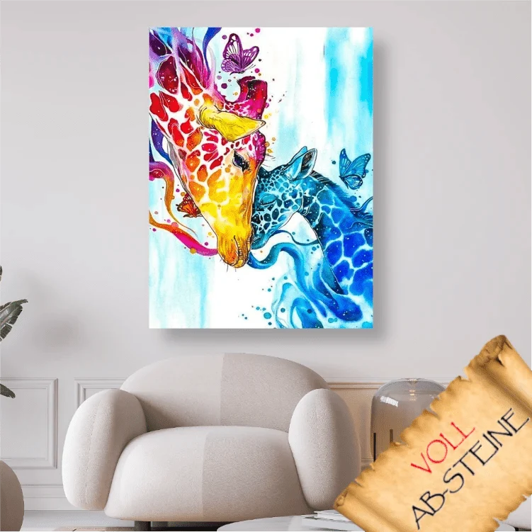 Giraffen Liebe mit Schmetterlinge - Voll AB 5D DIY Diamond Painting