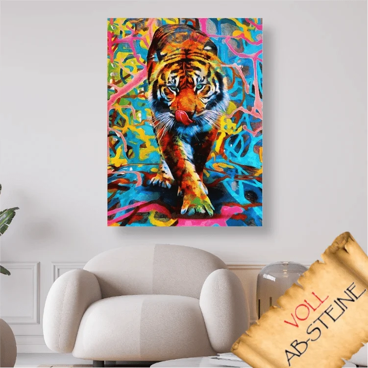 Tiger in abstrakter Umgebung - Voll AB 5D DIY Diamond Painting