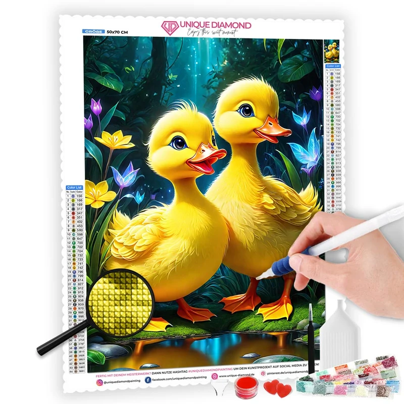 5D Diamond Painting – Zwei Gelbe Gänschen