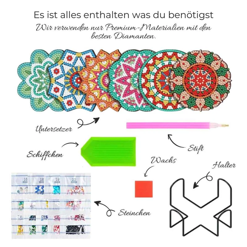 5D Diamond Painting Untersetzer Mandala Blumen