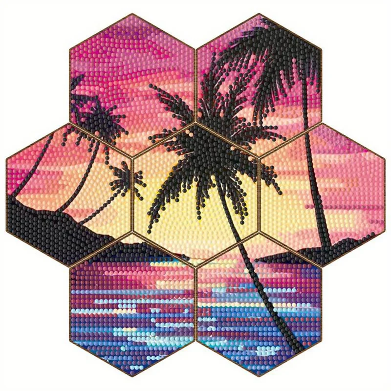 5D Diamond Painting Untersetzer Palmen
