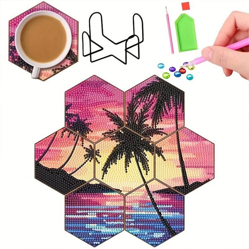 5D Diamond Painting Untersetzer Palmen