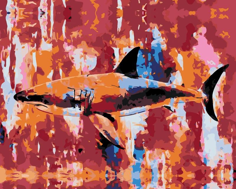 Diamond painting - HAI AUF ABSTRAKTEM HINTERGRUND